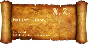 Maller Kleon névjegykártya